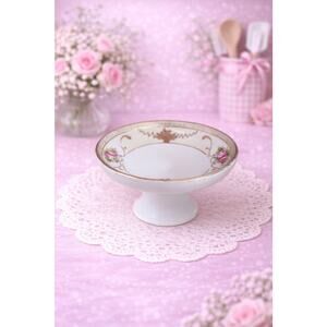 Nippon Footed Gold Bowl Floral Hand-Painted Trinket Dish Morimura Vintage Small